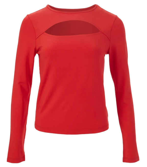Women's Single Jersey Long Sleeve Blouse with Chest Cut-out