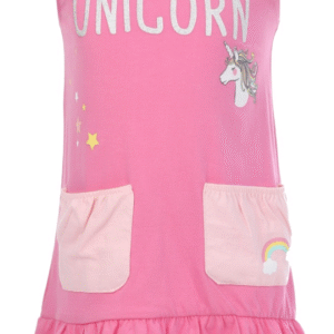 Girl's Single Jersey Short Dress with Two Front Pockets