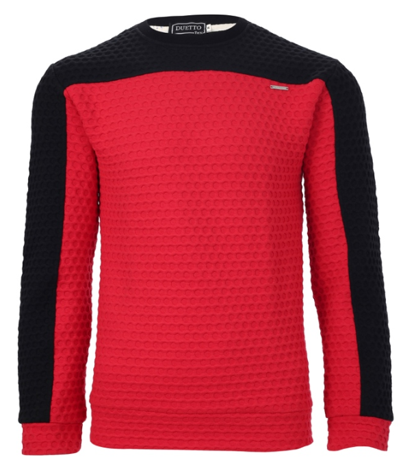 Jacquard Waffle Pink & Black Color Blocked Sweatshirt